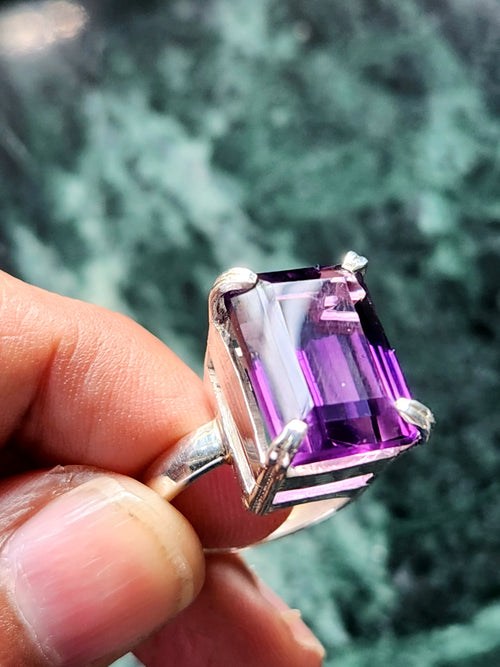 Antique 1920s 9ct White Gold Amethyst Ring - Aladdins Cave Jewellery